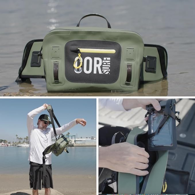 Waterproof Hip Pack | 8L Submersible Lumbar Fishing Waist Pack with Airtight Zipper | Perfect for Fly Fishing Boating Camping Hiking or Paddleboarding | includes free IPX8 Waterproof Phone Case
