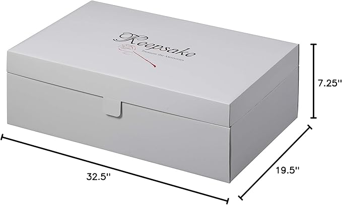 Foster-Stephens White Wedding Dress Preservation Kit | Stylish Garment Storage Box | Closet Storage Organizer for Quilts Gowns Dresses Family Heirlooms | White Extra-Large