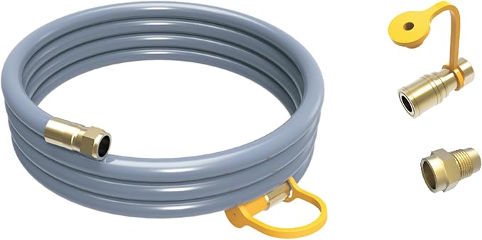 FIRMAN 1805 Natural Gas 10' Hose with Storage Strap Quick Connect Heavy Duty Flexible Weather Resistant Extension Hose for Tri-Fuel Generators BBQ Grills and Outdoor Appliances