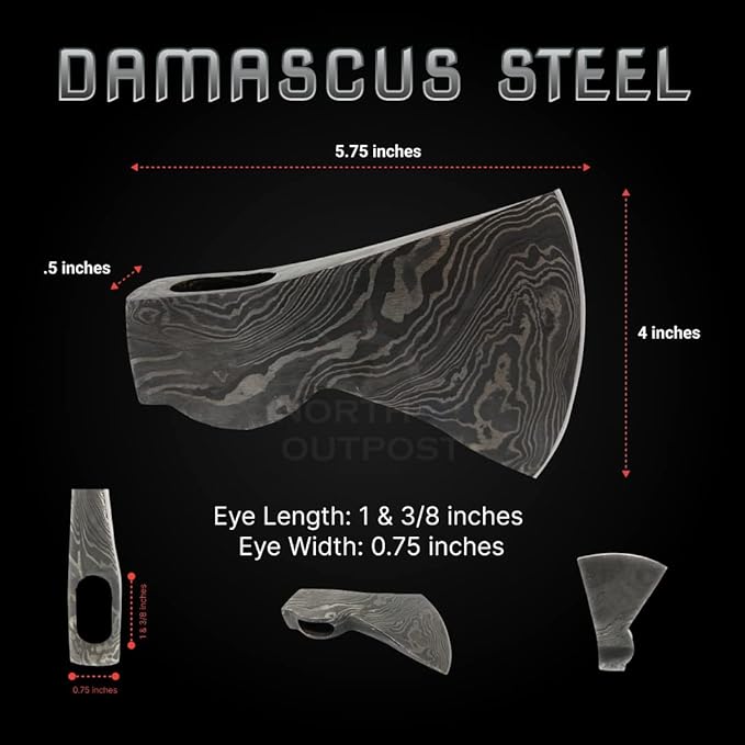 Handmade Damascus Steel Axe – Premium Chopping Hatchet for Camping Wood Splitting &amp Kindling – Outdoor Survival Tool &amp Sharp Blade