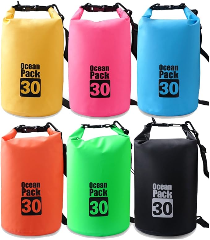 JIAN YA NA Waterproof Dry Bags Roll Top Dry Compression Sack Keeps Gear Dry Bags with Adjustable Strap for Outdoor Kayaking Beach Rafting BoatingBonus Waterproof Phone Case (Black 30L)