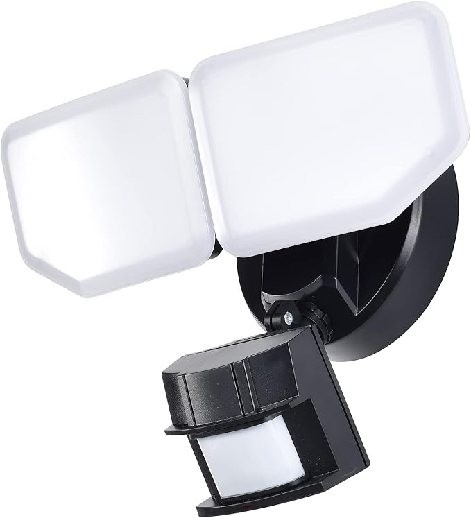 30W LED Security Lights Motion Sensor Light Outdoor 180 Degree 2600 LM 5100 K ETL Water Resistant 2 Head Motion Detector Flood Light for Garage Yard Porch (Black)