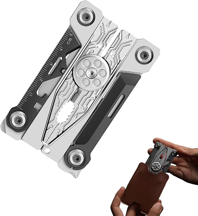20 in 1 Credit Card Multitool Stainless Steel Wallet Multi Tool EDC Tool with Pliers Knife Bottle OpenerHexagon Spanner Compact &amp Lightweight