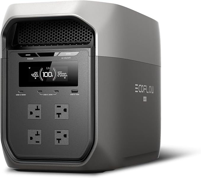 EF ECOFLOW Portable Power Station DELTA 3 Max 2048Wh LiFePO4 Battery Solar Generator (Solar Panel Optional) 3400W X-Boost Output Ultra-Fast 0-80% Charging in 1.13 Hr Home Backup &amp RV Camping