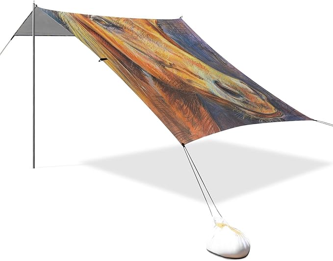 ALAZA Horse Head Crayon Drawing Beach Tent Sun Shelter UPF50+ Protection Beach Shade Canopy w/ 4 Sandbags for Outdoor Camping Fishing Backyard Fun Picnic 10x9 ft