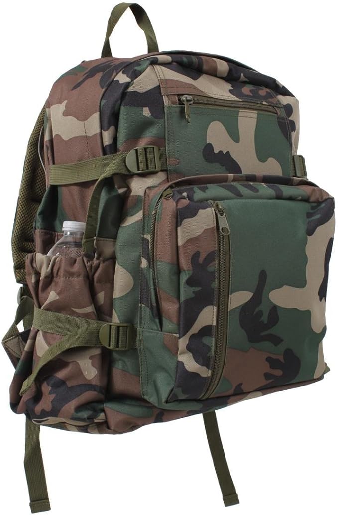 Woodland Camouflage Military Jumbo Canvas Shoulder Backpack
