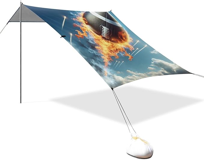 ALAZA Football Firing Beach Tent Sun Shelter UPF50+ Protection Beach Shade Canopy w/ 4 Sandbags for Outdoor Camping Fishing Backyard Fun Picnic 10x9 ft