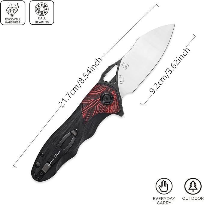 Sitivien ST154 Folding Knife Sandvik 14C28N Steel Blade with G10 HandleChinese Zodiac Series EDC Tool Knifes for Camping Hunting Survival Hiking(Red)