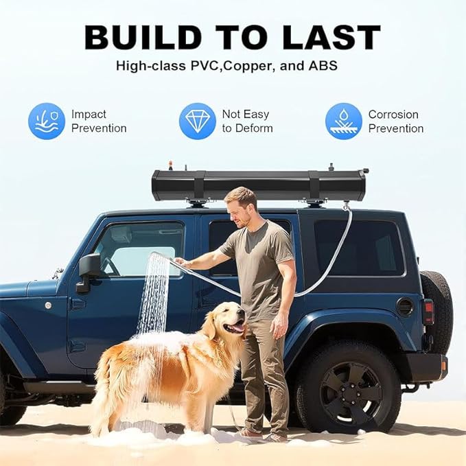 Road Camping Shower Pressurized Water Tank Portable Camping Showerhead Handheld with Storage Bag Device for Overlanding Water Store Outdoors Activities Compatible30L/7.93Gal