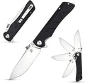 Sitivien ST134 Folding KnifeD2 BladeG10 Handle with Unique Thumb Stud Opener for Outdoor EDC Camping(Black)