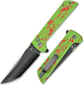 Manual Folding Pocket Knife for Men - SLD-Magic 3-Layer San Mai Steel - 3.5 DLC Coated Modified Tanto Blade - Lightweight Aluminum Handle with Secure Button Lock - Precision EDC Utility Tool for Outd