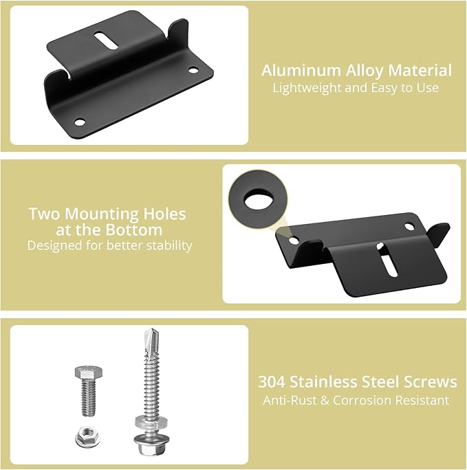 Anbte 16PCS Solar Panel Mounting Z Brackets Aluminum Solar Panel Mounting Bracket 304 Stainless Steel Screws Stable Rust - Resistant Easy Install for Roof RV Boat Yacht Black