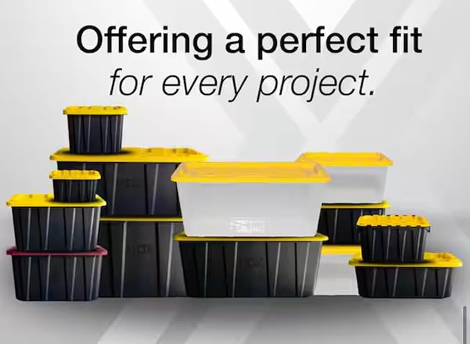 Generic 17 Gal. Tough Storage Tote in Black with Yellow Lid