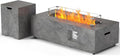 SUNPEAK 42 Rectangular Propane Fire Pit table 50000 BTU Fireplace Table with Wind Guard Lid Rocks and Cover - Fire Pits &amp Outdoor Fireplaces - Gas Fire Pits for Outside Patio (Concrete Stone