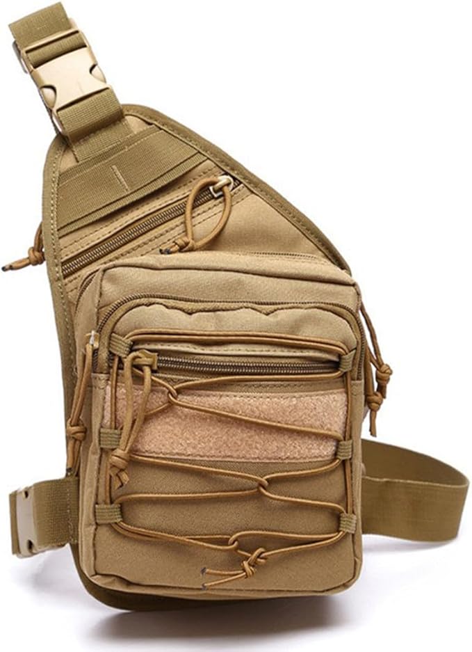 Tactical Shoulder Sling Bag Outdoor Military Small Crossbody Chest Pack Sling Daypack for Men Traveling Trekking Camping Fishing (Mud Color)