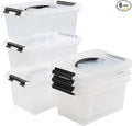 6 Liter Plastic Storage Box Clear Storage Bin with Lids Set of 6