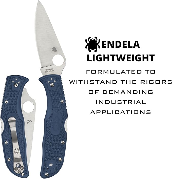 Spyderco Endela Lightweight Folding Pocket Knife with 3.4 CPM SPY27 Steel Blade and FRN Handle - EDC Knife for Men and Women Perfect for Hunting Tactical Camping Survival - PlainEdge - C243PCBL