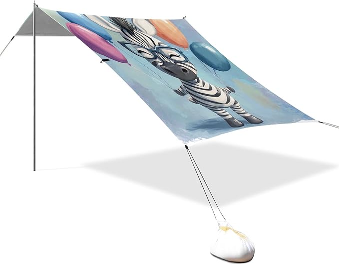 ALAZA Cute Party Zebra Balloon Beach Tent Sun Shelter Portable Canopy Sunshade for Outdoor Camping Picnics Backyard Fun 10x9 ft