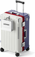LEOVEN Hardside Luggage LS-0683 PC Hard Shell Suitcase with Cup Holder USB Type-C 3:7 Ratio Large Capacity Aluminium Frame TSA Customs Lock 360° Double Wheels with Brake and Shock Absorber