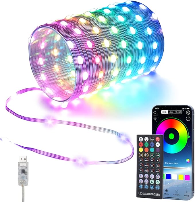 33ft Color Changing Christmas String Lights 100 LED Twinkle Fairy Lights String Waterproof with 200+ Scene Modes Smart App &amp Remote for Indoor Outdoor Christmas Tree Bedroom Patio Decor