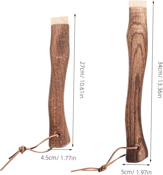 Veemoon 2pcs Replacement Curved Wooden Handle for Axe Hatchet Portable Short Trench Tool Handle Solid Wood Construction