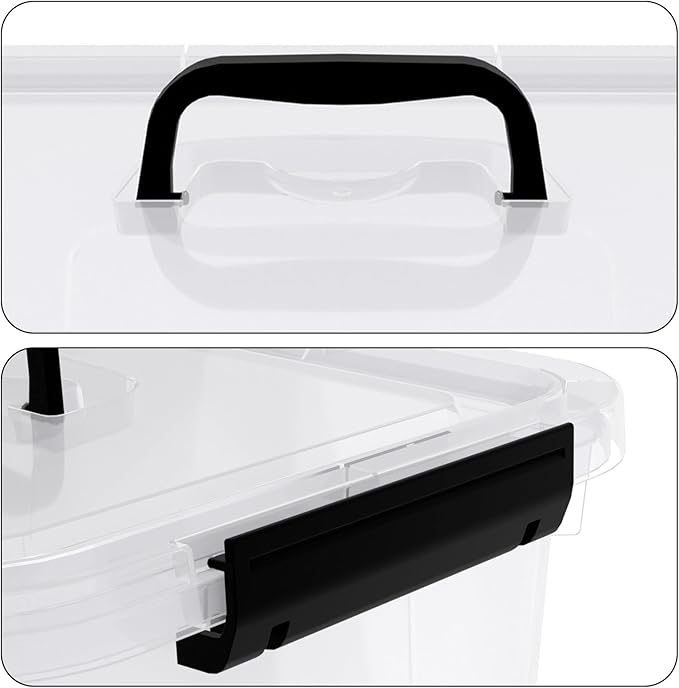12 Quarts Clear Latch Storage Bins with Lid Clear Plastic Storage Latching Box with Handle 6 Packs