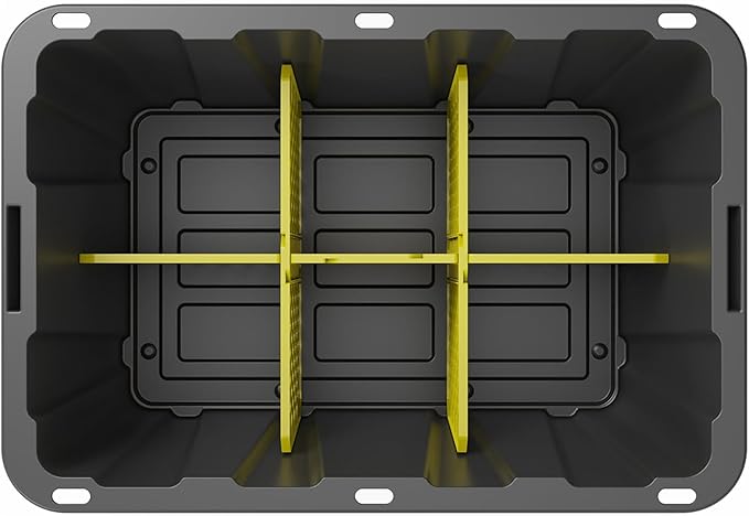 ORGANIZE-IT! 4 Pack 6 Slot Tote Dividers Durable Plastic Stationery Customizable Organizers for 27 Gallon Storage Containers Yellow