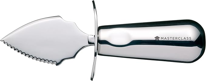 MasterClass Deluxe Oyster Knife Stainless Steel Plain and Bevelled Edges Silver 18cm