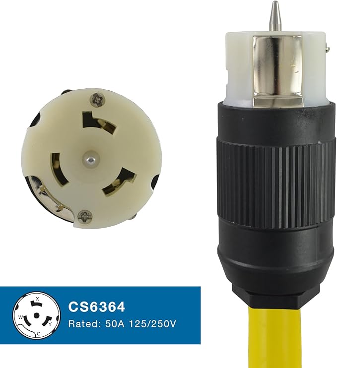 Conntek Transfer Switches Cord/Temp Power Cord L14-30P 30-Amp 4 Prong Twist Lock Plug to CS6364 50-Amp Twist Lock Female