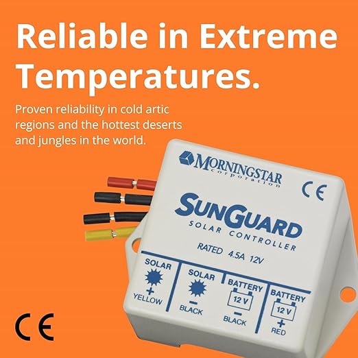 Morningstar Sunguard 4.5A PWM Solar Charge Controller (SG-4) - Intelligent Solar Panel Regulator. Supports 12V Batteries Outdoor Rated Highly Reliable and Easy to Install - Designed in the USA