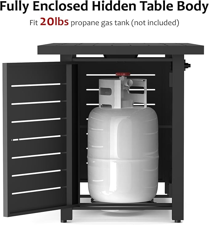 ZAFRO 43Inch 2-in-1 Fire Pit Table &amp Firepit - Adjustable Flame Height 50000 BTU Smokeless &amp Windproof Design CSA Certified Durable Metal Frame Eco-Friendly Propane Heater for Garden/Patio