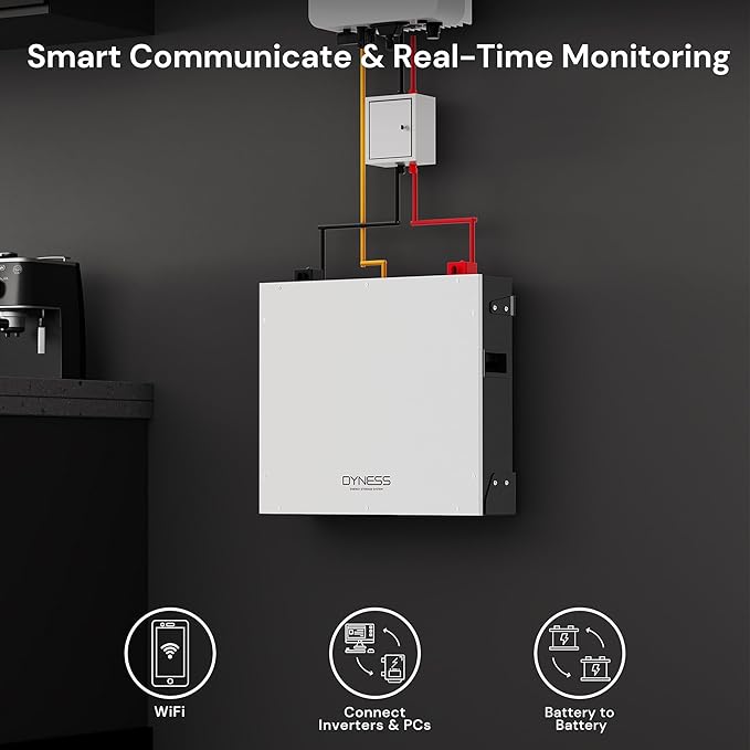 51.2V 100Ah LiFePO4 Battery with 5.12kWh Capacity Support Wi-Fi App Monitoring CAN/RS485 Communication 6000+ Cycles Max 5.12kW Power Perfect for Off-Grid Solar Backup Power