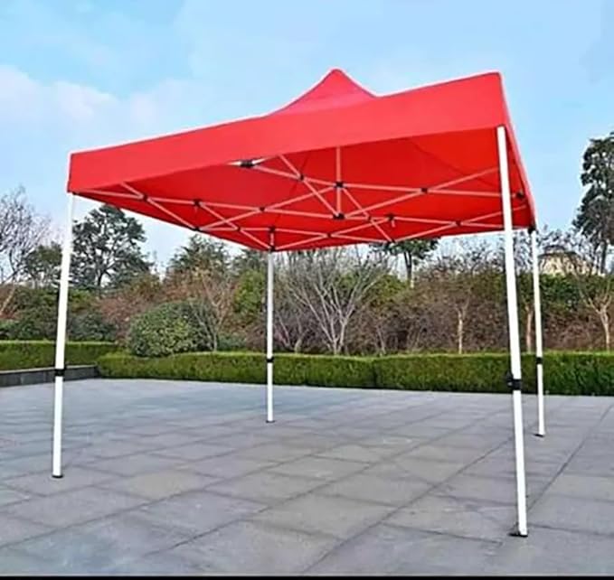 Automatic Folding Tent 3 x 3 m Waterproof Awning Height Adjustable Steel Frame Black/White/Red/Blue (Red)