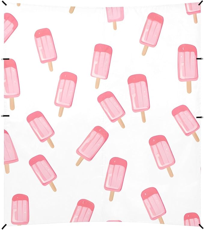 ALAZA Pink Ice Cream White Background Pattern Beach Tent Sun Shelter Portable Canopy Sunshade for Outdoor Camping Picnics Backyard Fun 10x9 ft