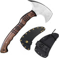 AncientSmithy Tactical Tomahawk Full Tang Camping Axe Outdoor Hatchet for Chopping with Tribal Engraving (14'' Blade with Spike and Sheath)