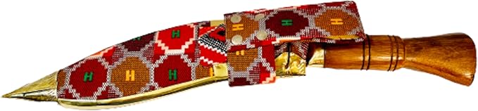 Gurkha Kukri for Decoration With Hand Woven Dhaka Sheath &amp Wooden Stand Décor Gift &amp Home Decoration - Handmade In Nepal