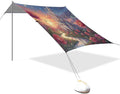 xigua Castle Beach Tent Sun Shelter with Carrying Bag - Silver Coated Oxford Fabric Beach Canopy for Beach Camping Fishing - Includes Windproof Ropes Sandbags &amp Stakes