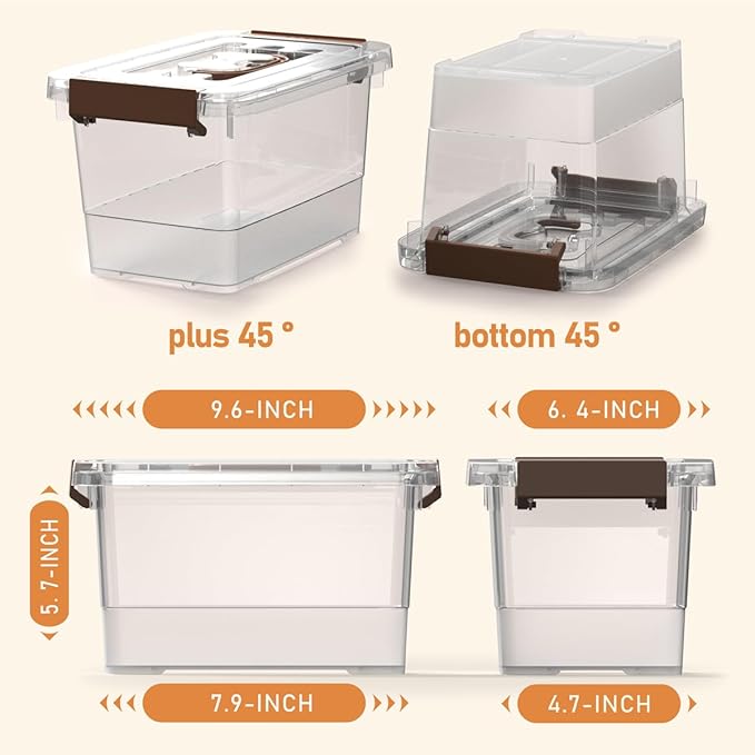 8 Pack Plastic Storage Latch Bins 4 Quart Clear Plastic Handle Box with Lids and Handle Multi-Purpose