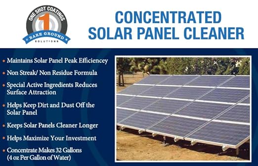 BareGround Solutions 1 Shot 1S-CSPC Glass &amp Solar Panel Cleaner ConcentrateRemove OilsFingerprints &amp Water SpotsPro Streak-Free Ultra Quick Dry Remove Dirt- Dust -Makes 32 Gallons1 Gallon