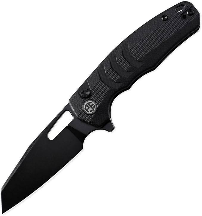 Petrified fish PFE17 Trilobite Folding Knife3.03 14C28N Steel Black Stonewashed Blade G10 Handle Camping Folding knife for EDC Outdoor (Black Black Stonewashed)