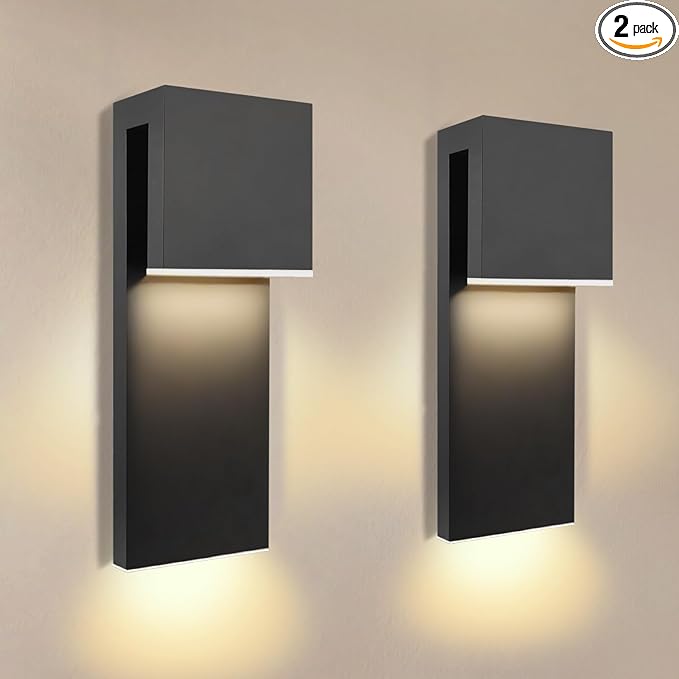 15 Exterior Lighting Fixtures IP65 Waterproof Wall Mount Light 435LM 3005K Corrosion-Resistant for Front Porch Garage Exterior Wall Farmhouse Front House Entrance Rustic - 2 Packs