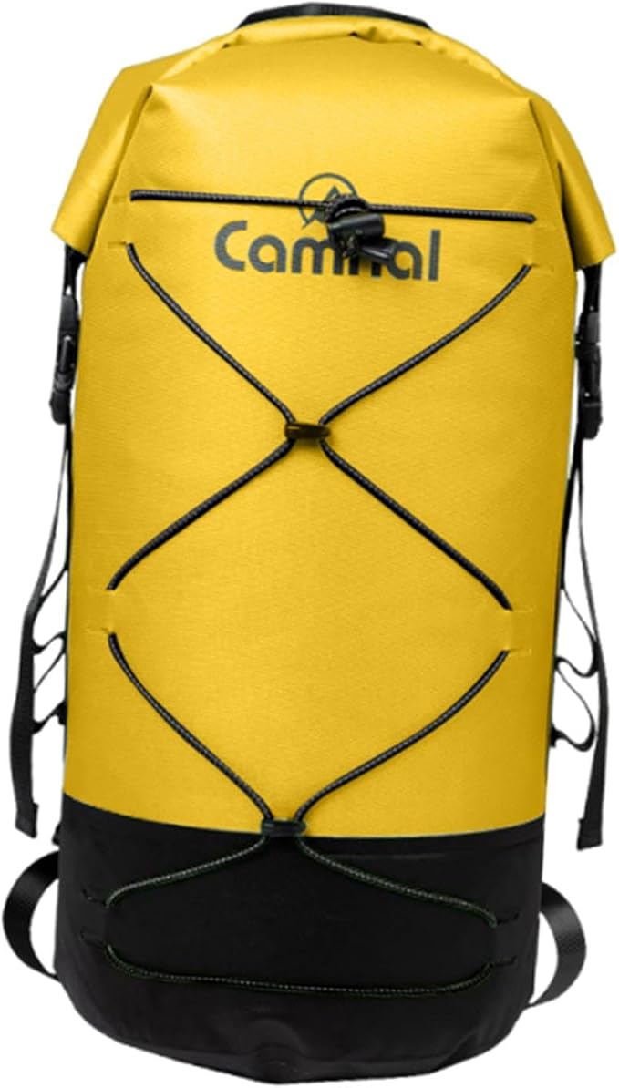 pistro 20L Waterproof Dry Backpack for Hiking Camping Boating with Wet Dry Separation Floating Dry Bag- Yellow