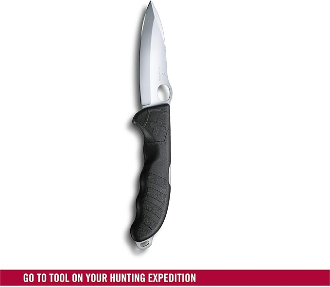 Victorinox Hunter Pro M Large Pocket Knife with Lock Blade and Lanyard Hole (Pouch Included) - Black