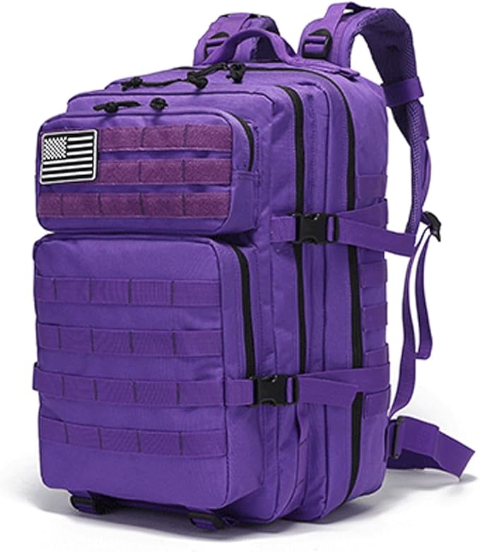 45L Military Tactical Backpacks Molle Army Assault Pack 3 Day Bug Out Bag Hiking Treeking Rucksack (Purple)