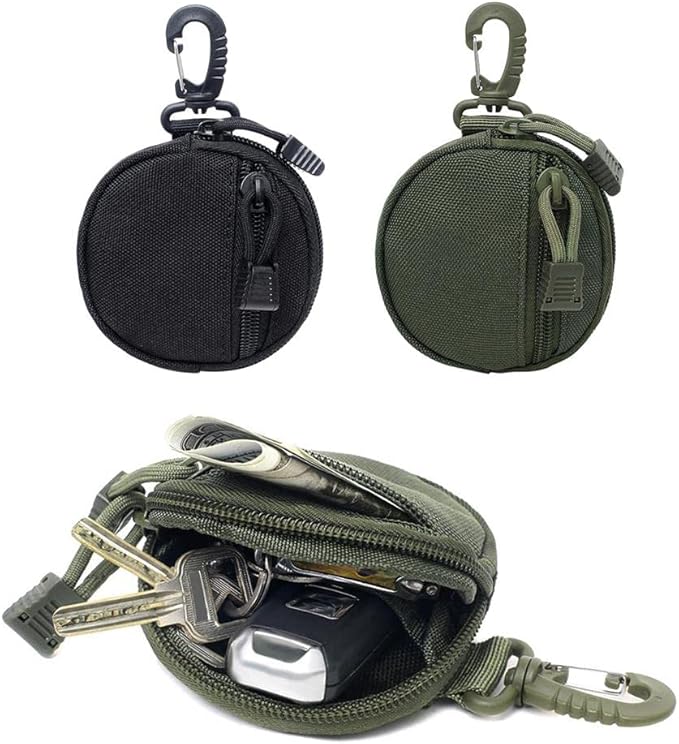 Outdoor Molle Key Pouch Change Purse Utility Waist Bag 2 Pack - Nylon Material - Multifunction Key Holder and Coin Bag - Compact and Versatile for Camping Travel and Outdoor
