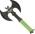Armory Replicas™ Double Headed Skulking Throwing Axe – Full Tang Black Anodized Stainless Steel Axe with Green Nylon Wrap &amp Sheath