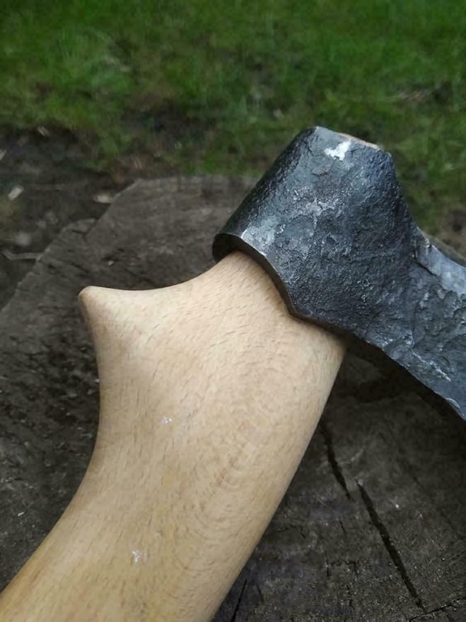 Handmade Carbon Steel Axe – Hand Forged High Carbon Steel Head | Wood Handle Rustic Outdoor Hatchet Viking Style Camping &amp Survival Axe (Axe-6)
