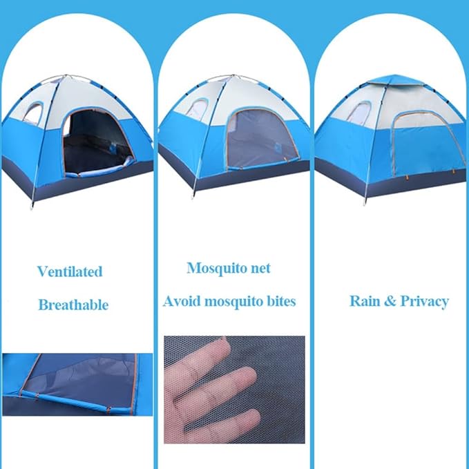 Pop Up Portable Beach Tent Outdoor Instant Camping Tent with 2 Doors and 2 Windows Sun Protection UPF50+ Canopy Shelter for Picnic Beach Camping (Color : Orange Size : for 1-3 Person)