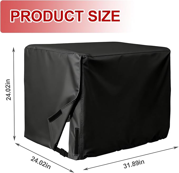 Heavy Duty 600D/900D Polyester Generator Cover Waterproof Windproof UV Resistant for Most 5000-10000W Portable Generators Universal Outdoor Storage Protection (32x24x24 Inches)