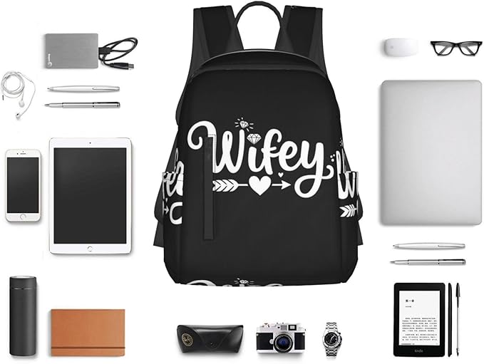 Backpack Travel Work Bookbag love heart Bride Wifey Gift Casual Daypacks with Water Bottle Pocket